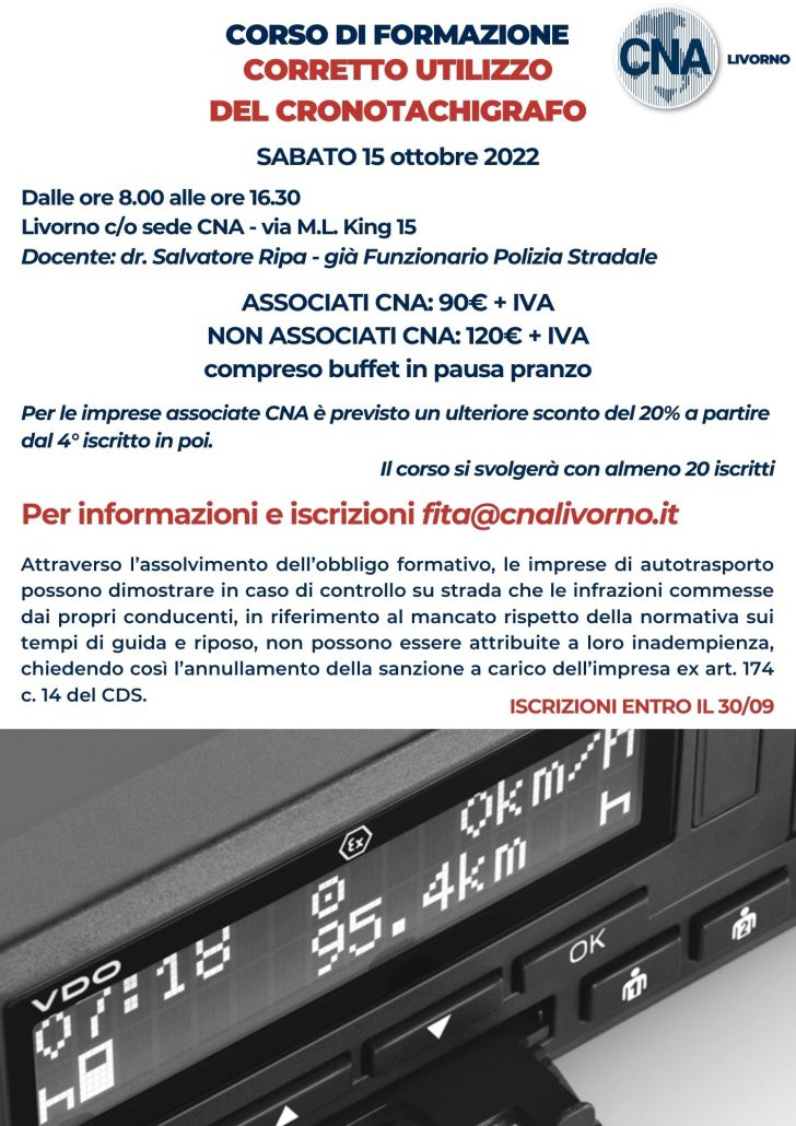 corso cronotachigrafo CNA ottobre 22