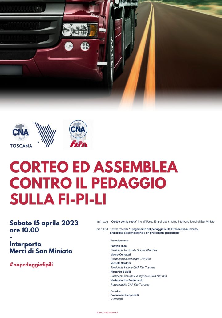 Manifesto CNA Toscana Corteo FiPiLi 15 aprile 23