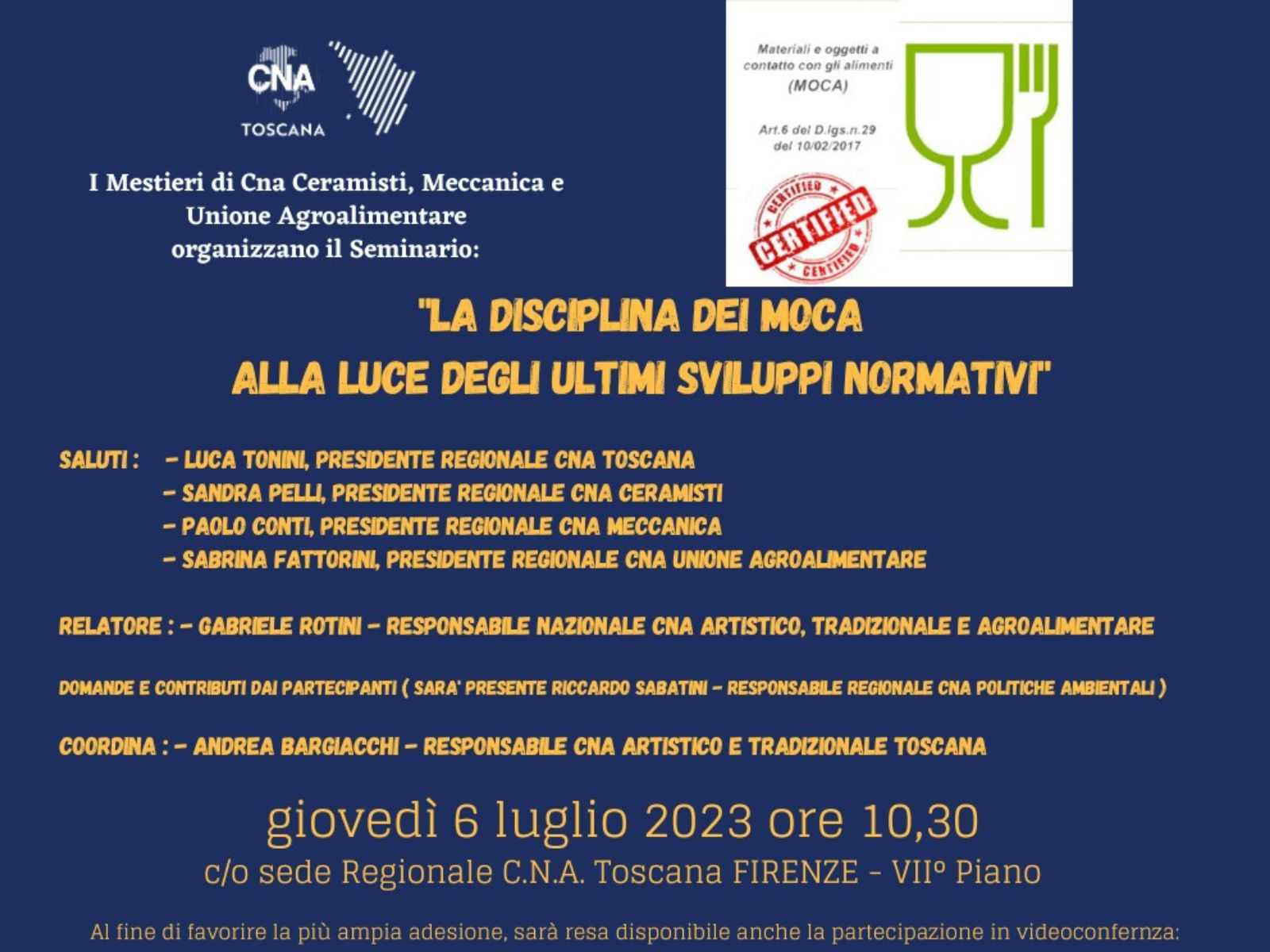 Giovedì 6 luglio seminario: “La disciplina dei Moca alla luce degli ultimi sviluppi normativi”