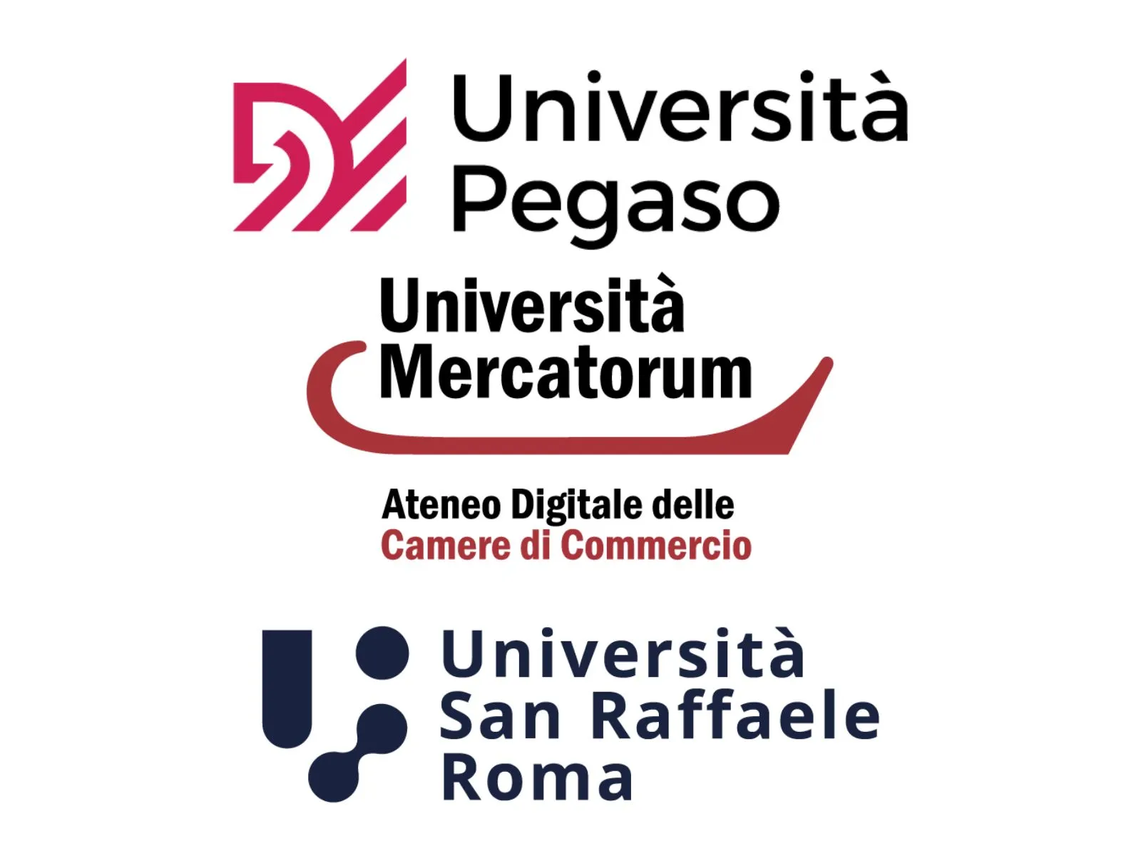 loghi Unipegaso, Mercatorum e San Raffaele